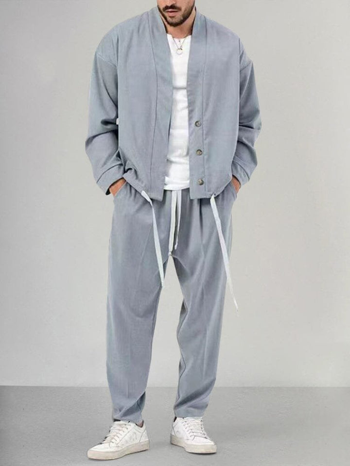 Herren Relaxed-Fit Two-Piece Set Loungewear Freizeitanzug - Light Gray