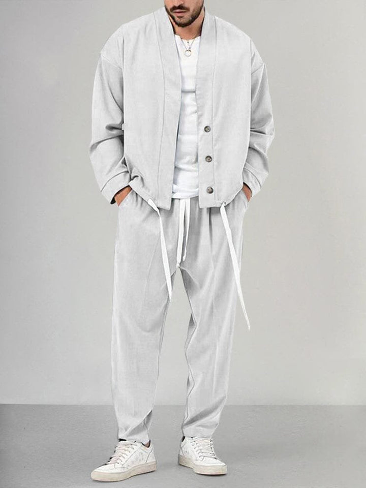 Herren Relaxed-Fit Two-Piece Set Loungewear Freizeitanzug - White