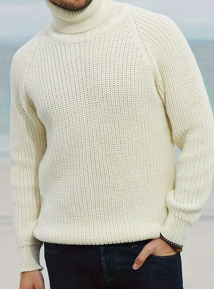 Herren Rollkragen-Strickpullover für den Winter mit klassischer Rippenstruktur