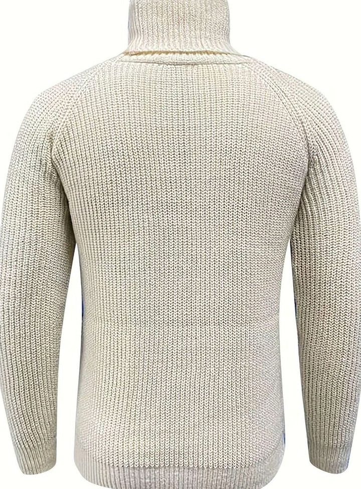 Herren Rollkragen-Strickpullover für den Winter mit klassischer Rippenstruktur