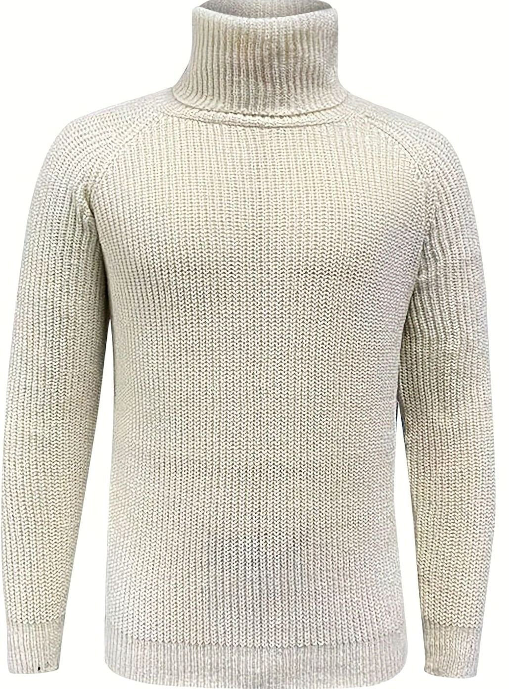 Herren Rollkragen-Strickpullover für den Winter mit klassischer Rippenstruktur