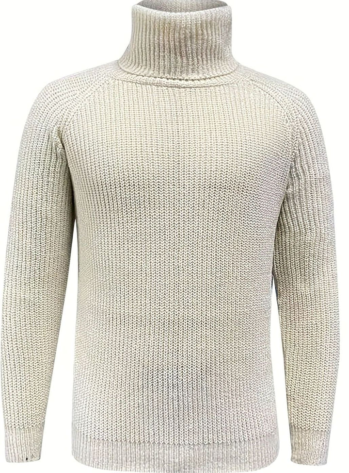 Herren Rollkragen-Strickpullover für den Winter mit klassischer Rippenstruktur