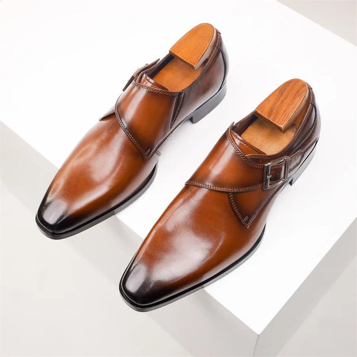 Herren Schnallen-Loafer elegante Leder-Optik Monk-Strap Schuhe