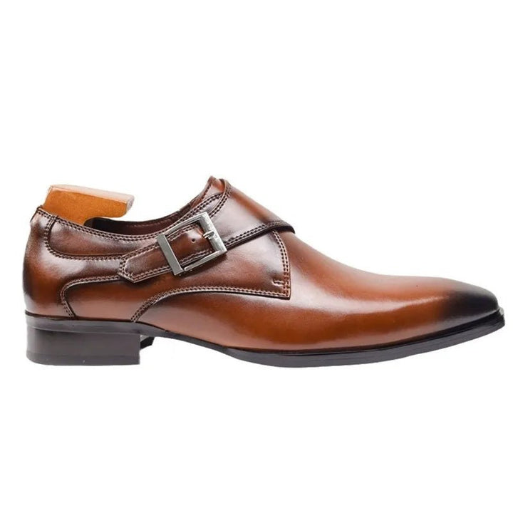 Herren Schnallen-Loafer elegante Leder-Optik Monk-Strap Schuhe