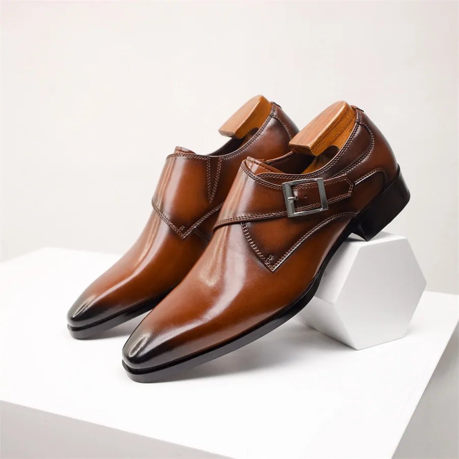 Herren Schnallen-Loafer elegante Leder-Optik Monk-Strap Schuhe