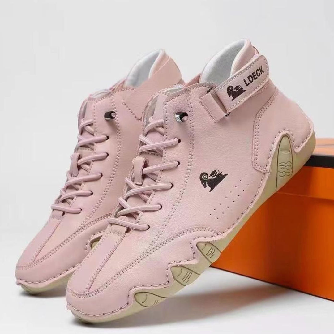Herren Schnürbare Leder-Knöchelschuhe Breite Passform Leichte Laufsohle - Rosa