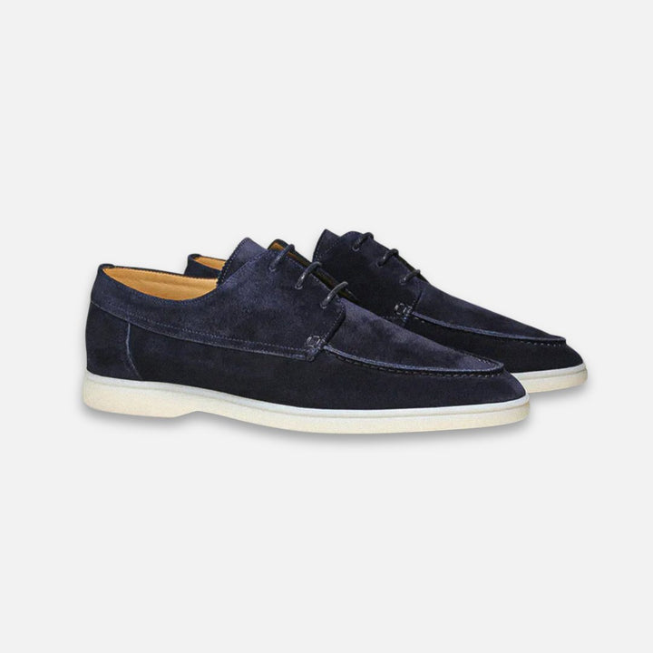 Herren Schnürer Wildleder-Loafer Bootsschuh-Derby Flachsohle - Dark Blue
