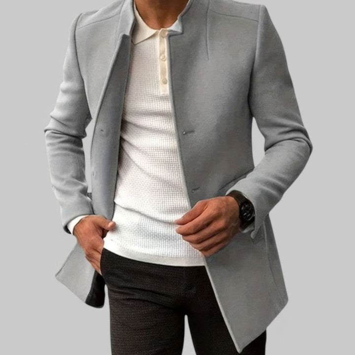 Herren Slim-Fit Casual Mantel mit Stehkragen - Grau