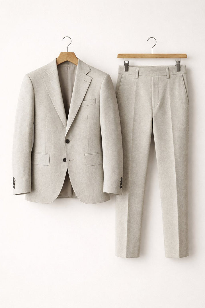 Herren Slim-Fit Two-Piece Set Business Anzug - Light Grey