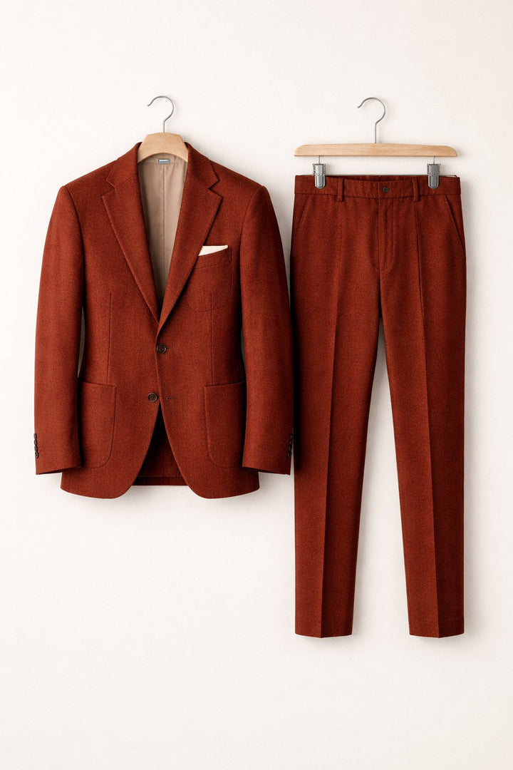 Herren Slim-Fit Two-Piece Set Business Anzug - Burgundy