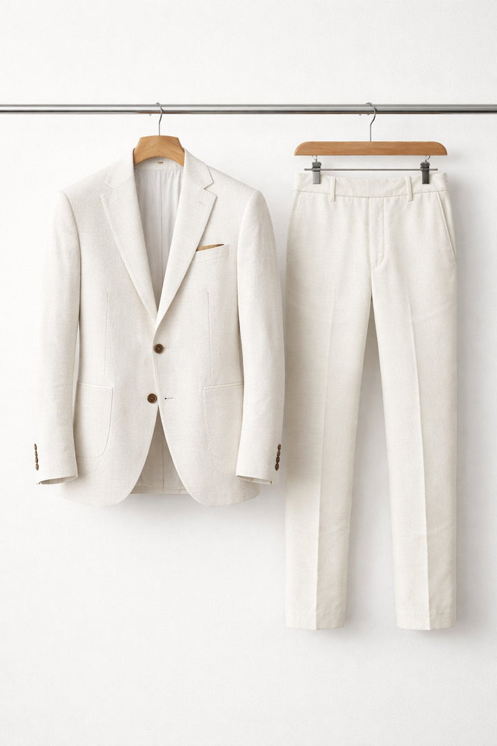 Herren Slim-Fit Two-Piece Set Business Anzug - White