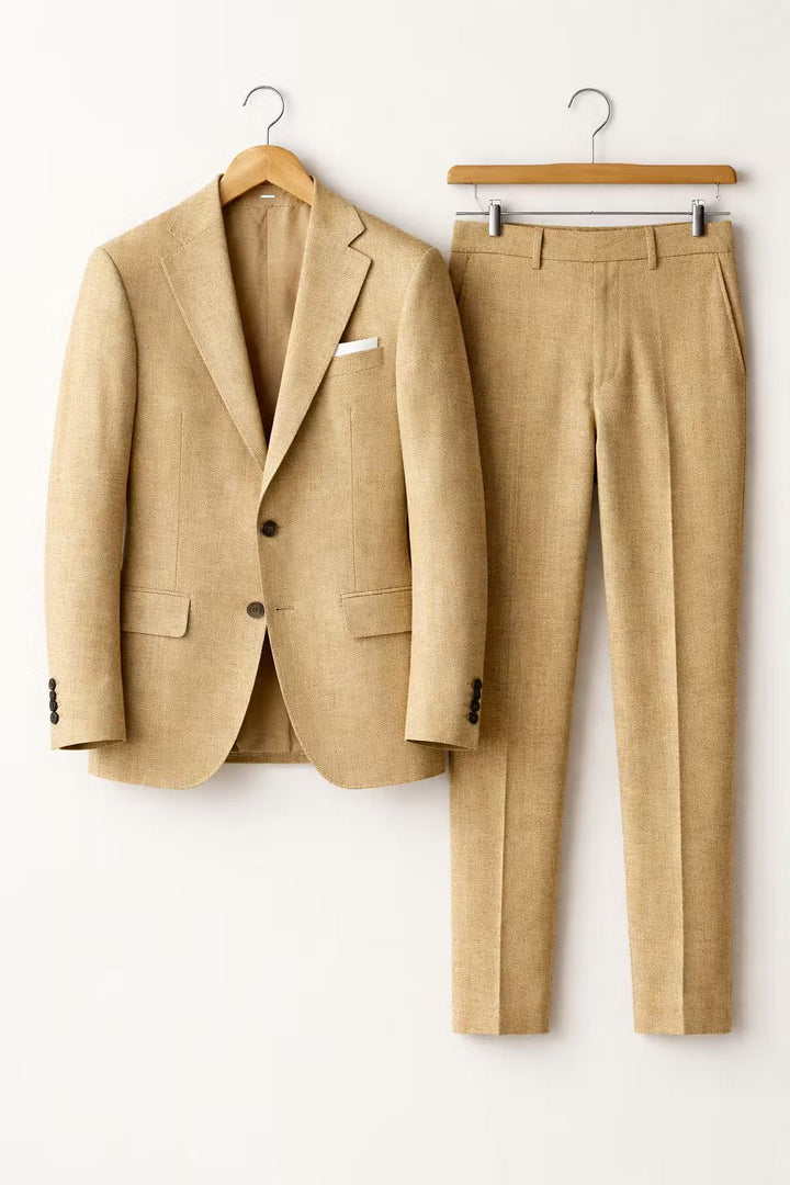 Herren Slim-Fit Two-Piece Set Business Anzug - Khaki