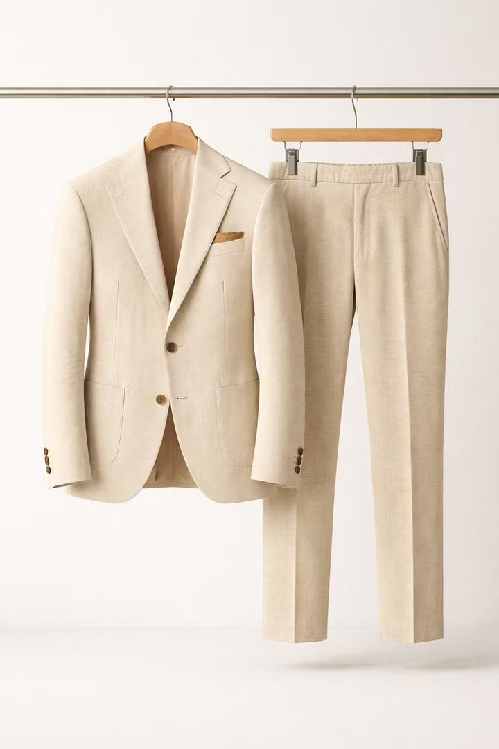 Herren Slim-Fit Two-Piece Set Business Anzug - Beige