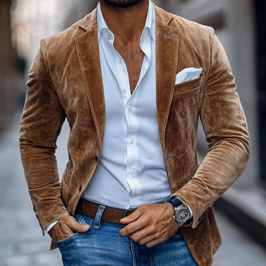 Herren Slim-Fit Wildleder Sakko Smart-Casual Blazer