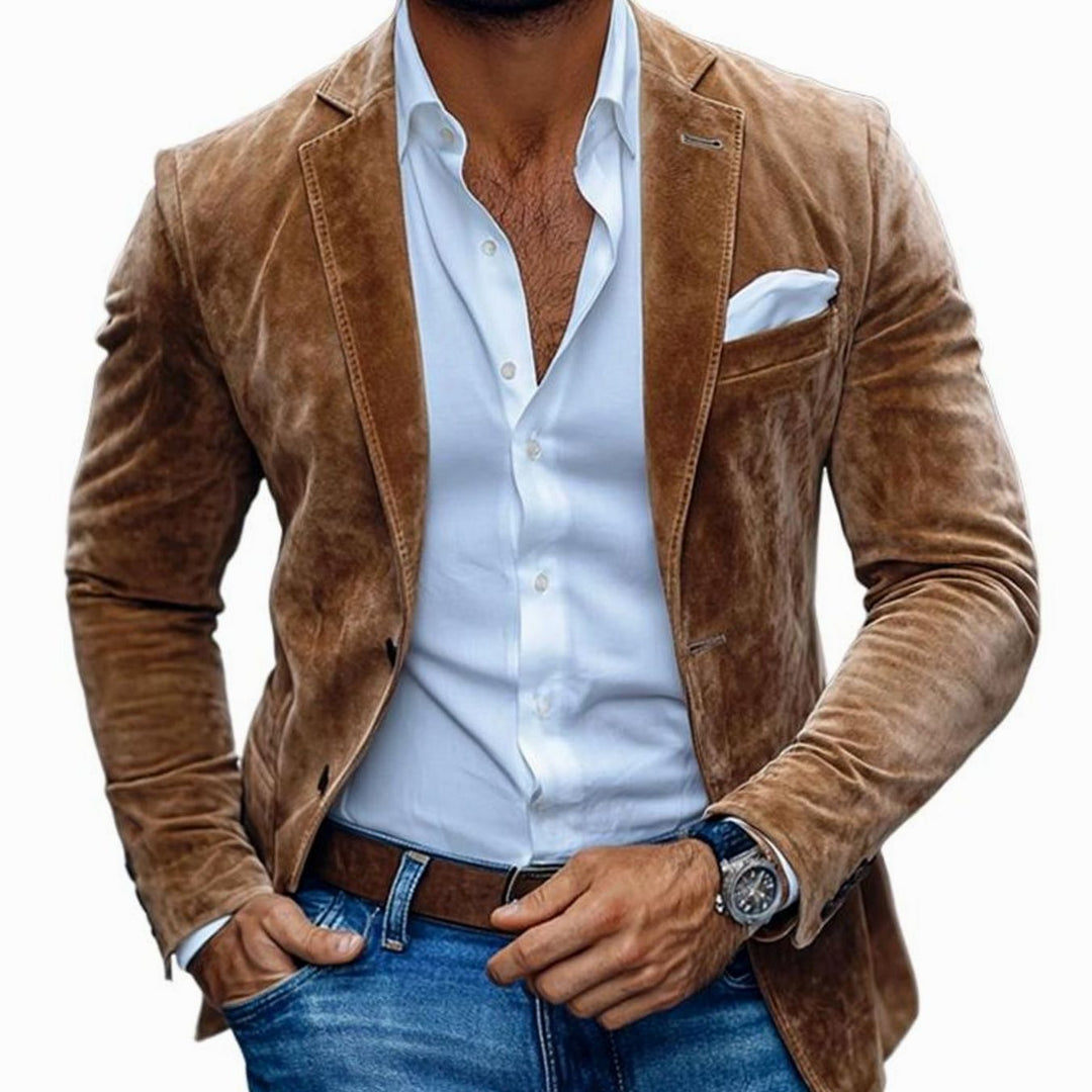 Herren Slim-Fit Wildleder Sakko Smart-Casual Blazer