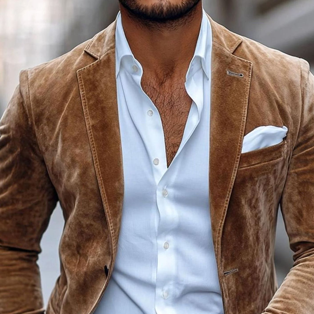 Herren Slim-Fit Wildleder Sakko Smart-Casual Blazer