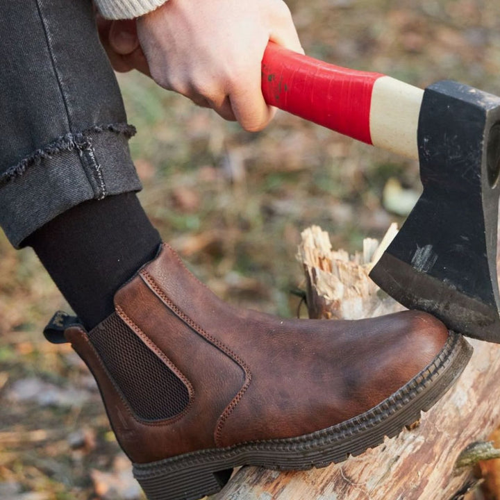 Herren Slip-On Chelsea-Boots zum Hineinschlüpfen mit elastischen Seitenteilen - Braun