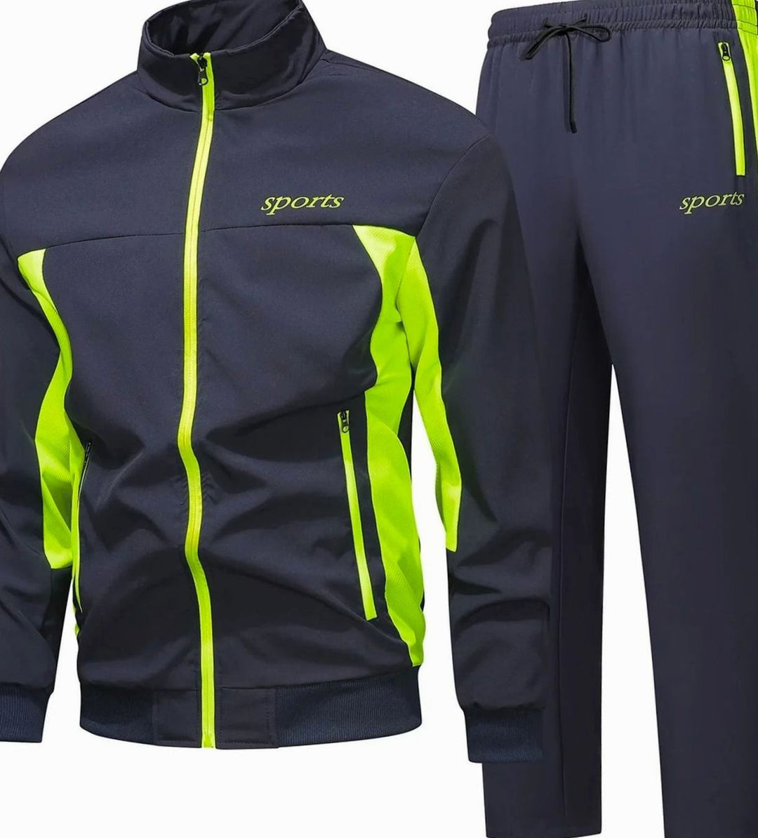 Herren Sportliches Trainingsanzug-Set Zweiteiliger Jogginganzug Stehkragen - Marineblau