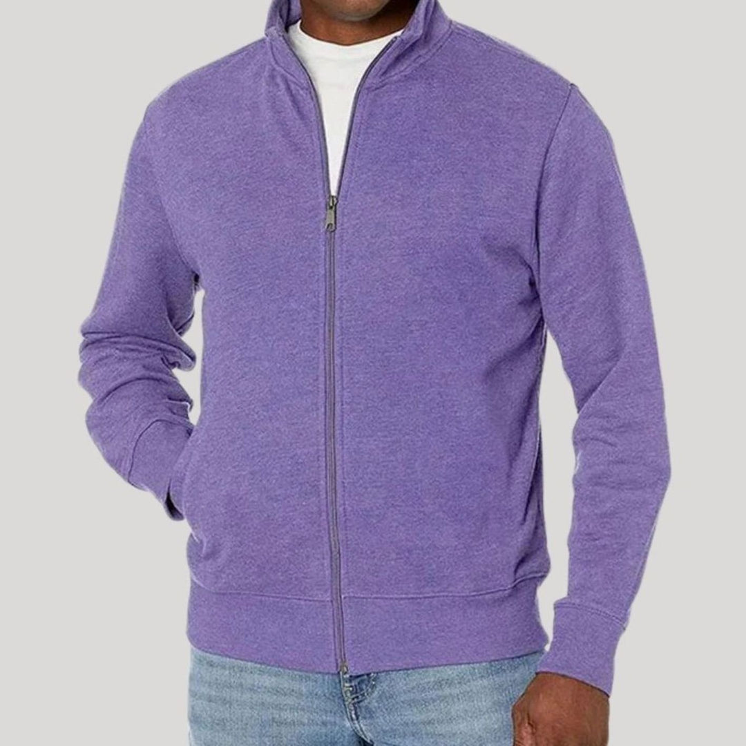 Herren Stehkragen Sweatjacke mit Reißverschluss - Lila