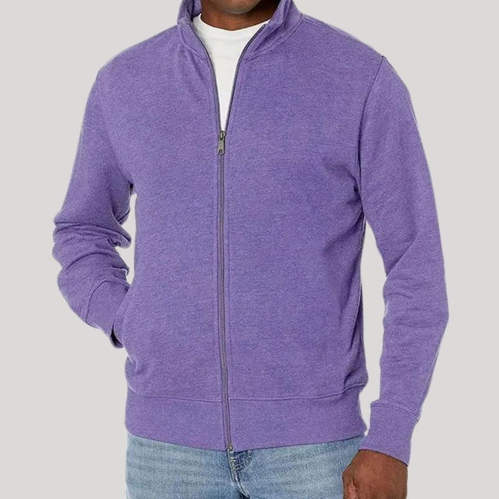 Herren Stehkragen Sweatjacke mit Reißverschluss - Lila