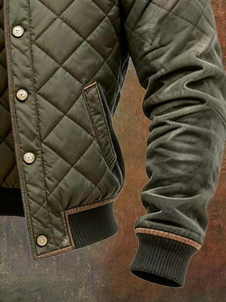 Herren Steppjacke Wattierte Mens Quilted Jacket Bomberjacke Stehkragen