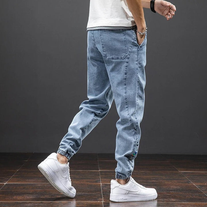 Herren Stretch Denim Jogginghose Elastischer Bund Entspannte Passform