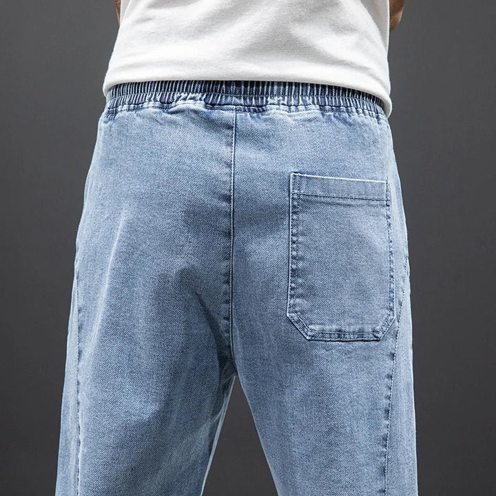 Herren Stretch Denim Jogginghose Elastischer Bund Entspannte Passform