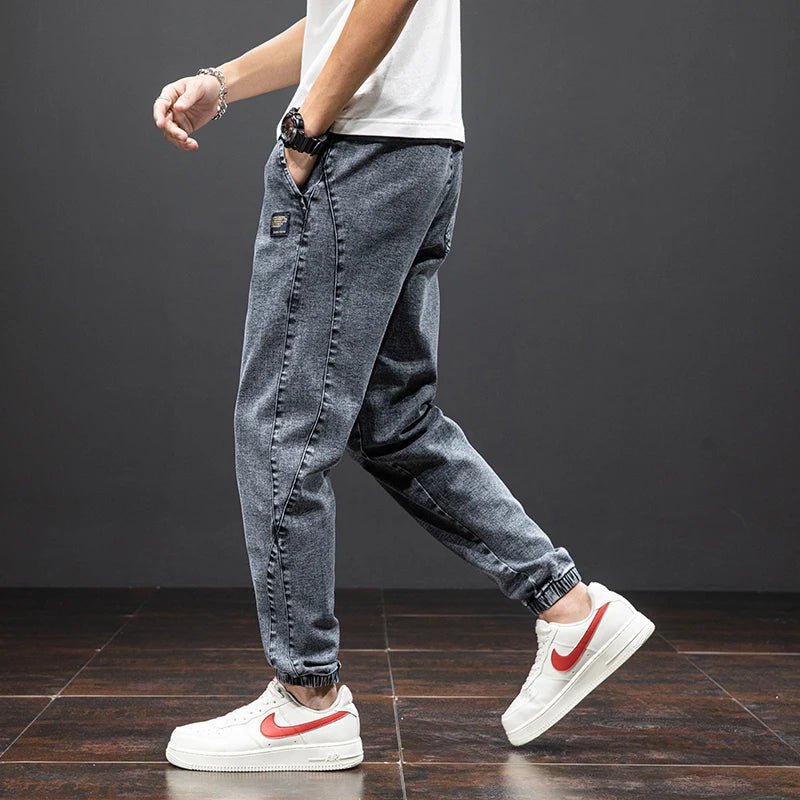 Herren Stretch Denim Jogginghose Elastischer Bund Entspannte Passform