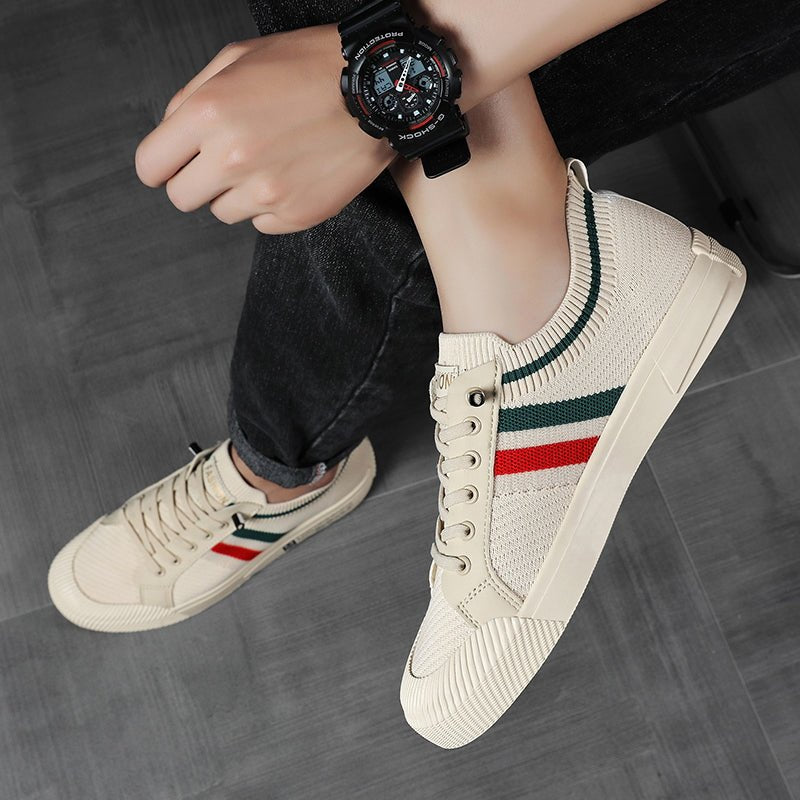 Herren Strick Sneakers Atmungsaktiv Leicht Schnürung