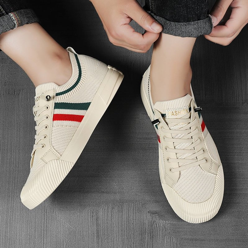 Herren Strick Sneakers Atmungsaktiv Leicht Schnürung