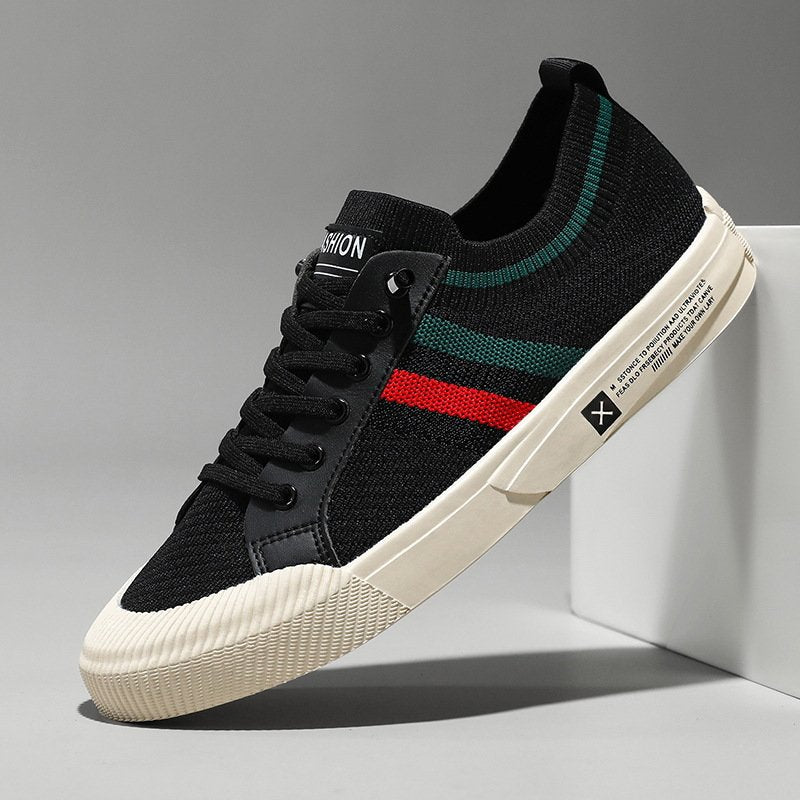 Herren Strick Sneakers Atmungsaktiv Leicht Schnürung - Black