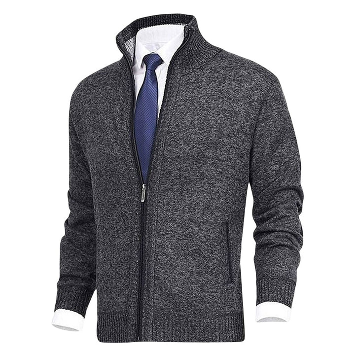 Herren Strickjacke Reißverschluss Stehkragen Mens Cardigan