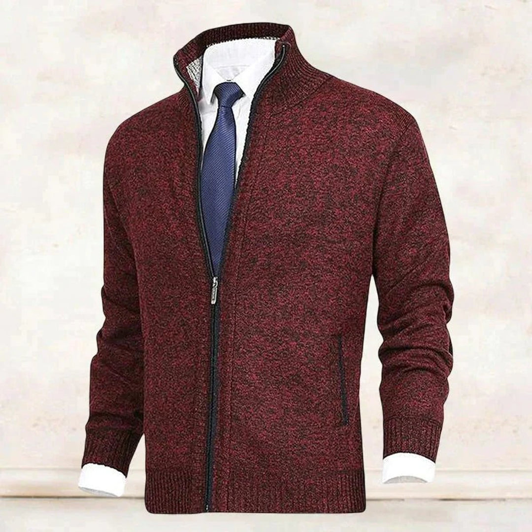 Herren Strickjacke Reißverschluss Stehkragen Mens Cardigan