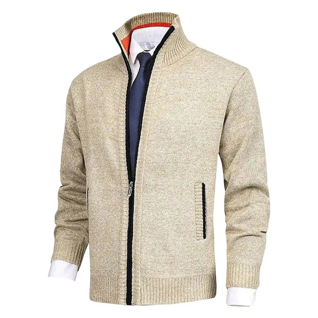 Herren Strickjacke Reißverschluss Stehkragen Mens Cardigan