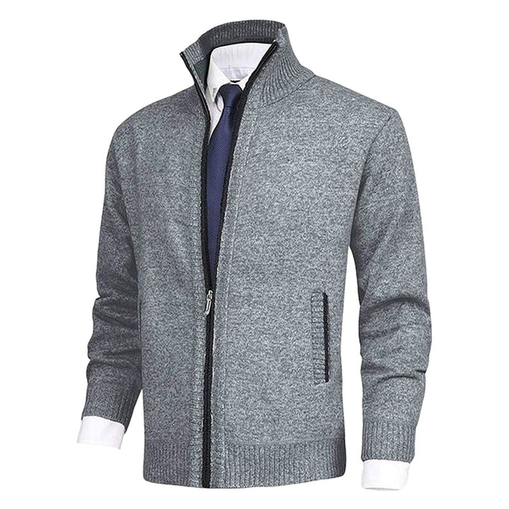 Herren Strickjacke Reißverschluss Stehkragen Mens Cardigan