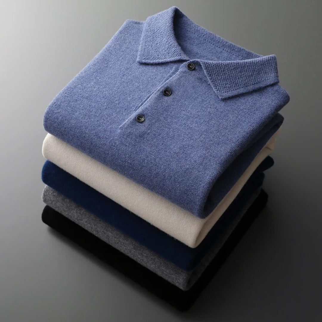 Herren Strickpullover Kaschmir Polo Business Pullover Langarm