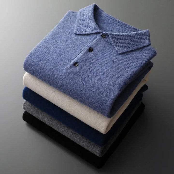 Herren Strickpullover Kaschmir Polo Business Pullover Langarm