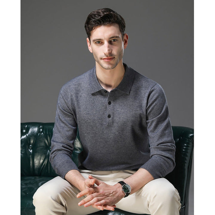 Herren Strickpullover Kaschmir Polo Business Pullover Langarm