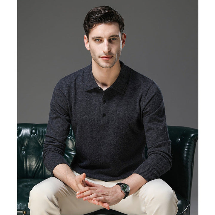 Herren Strickpullover Kaschmir Polo Business Pullover Langarm