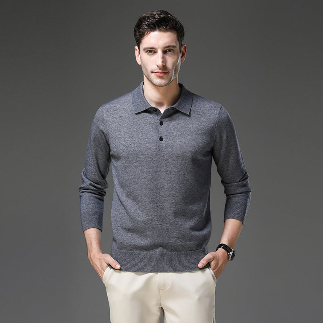 Herren Strickpullover Kaschmir Polo Business Pullover Langarm