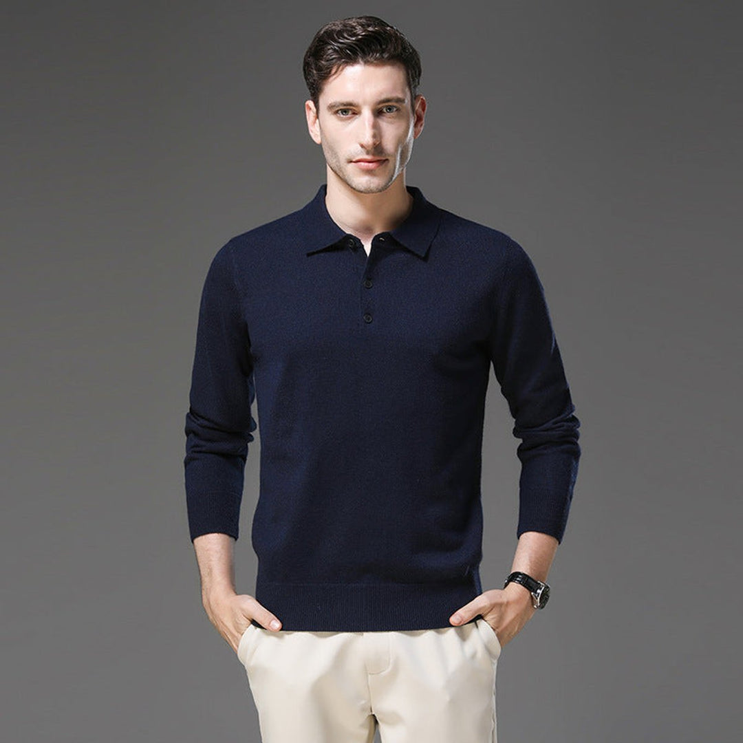 Herren Strickpullover Kaschmir Polo Business Pullover Langarm