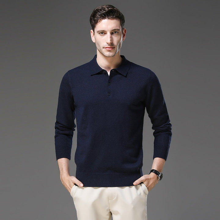 Herren Strickpullover Kaschmir Polo Business Pullover Langarm