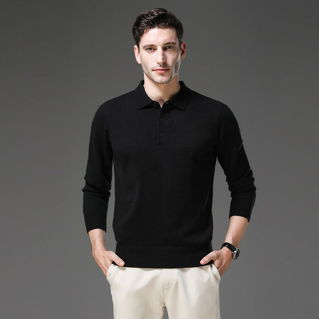 Herren Strickpullover Kaschmir Polo Business Pullover Langarm