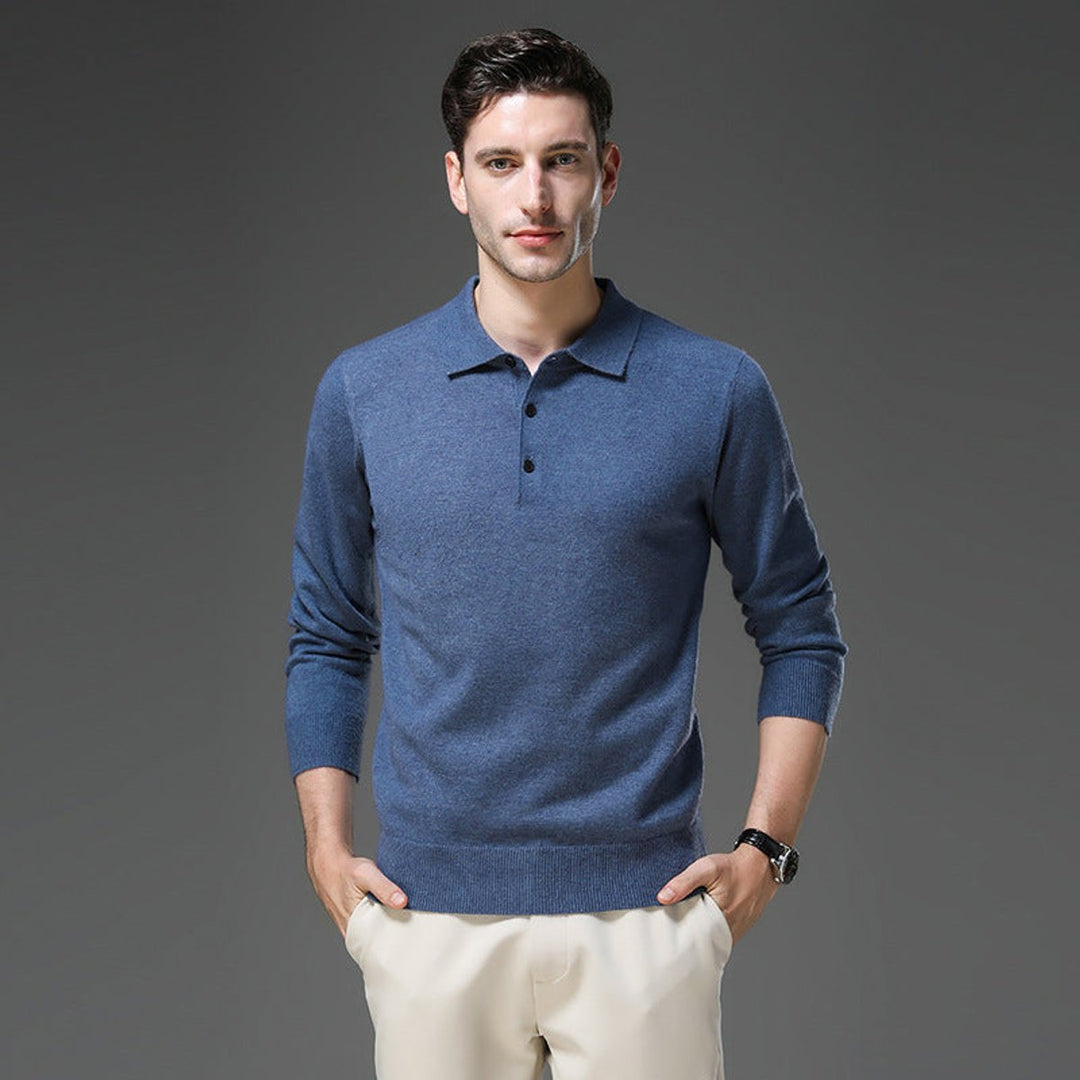 Herren Strickpullover Kaschmir Polo Business Pullover Langarm