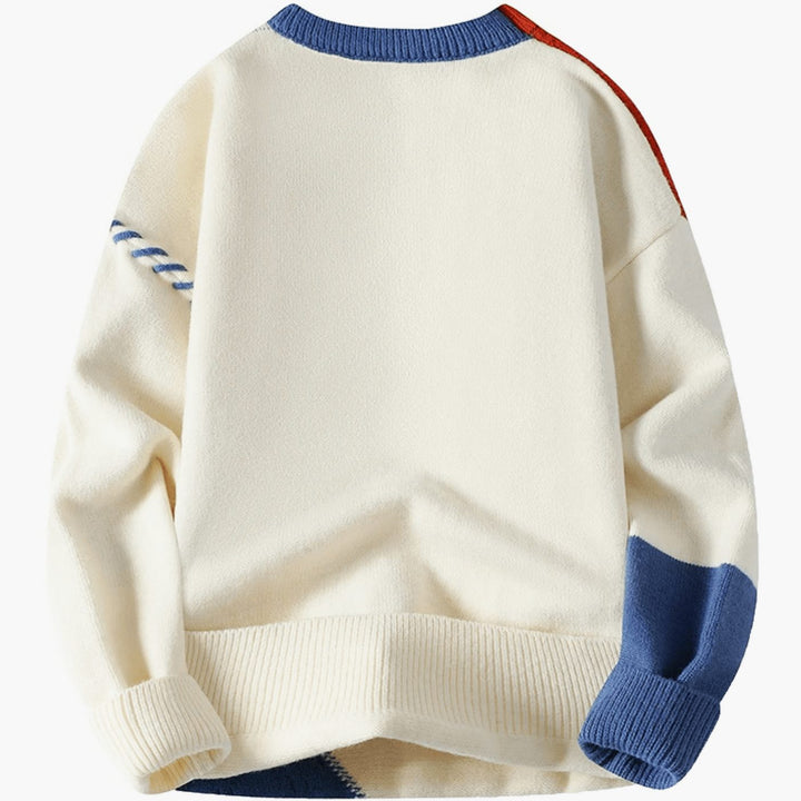 Herren Strickpullover mit Patch-Design Colorblock Rundhals