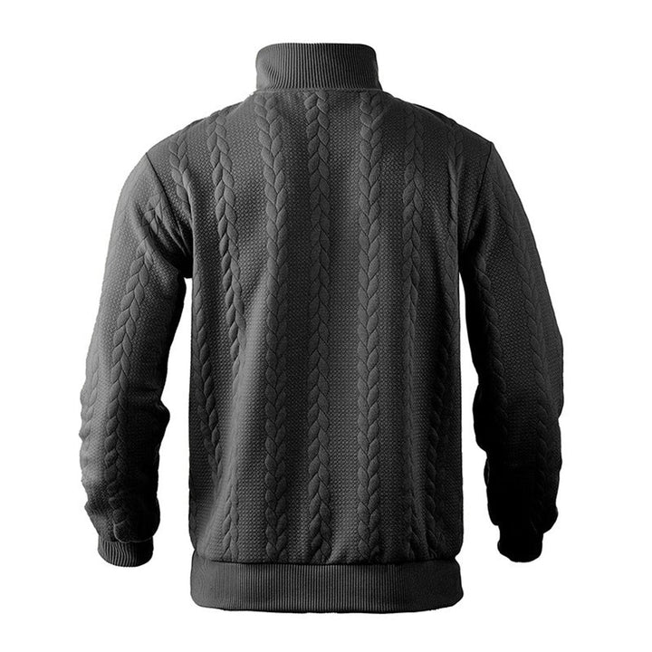 Herren Strickpullover Zopfmuster Viertelreißverschluss Pullover