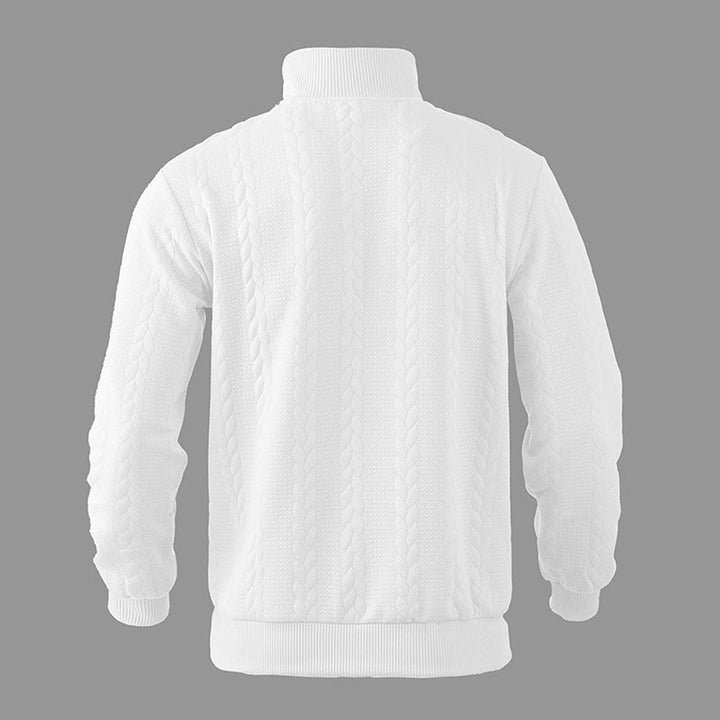 Herren Strickpullover Zopfmuster Viertelreißverschluss Pullover