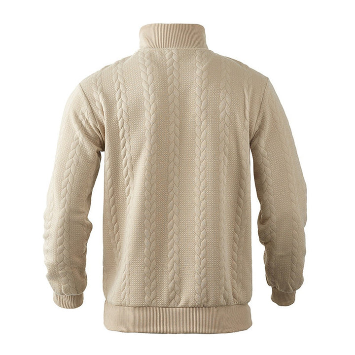 Herren Strickpullover Zopfmuster Viertelreißverschluss Pullover
