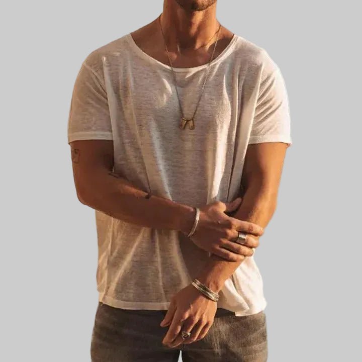 Herren T-Shirt Rundhals Kurzarm Basic Baumwolle - White