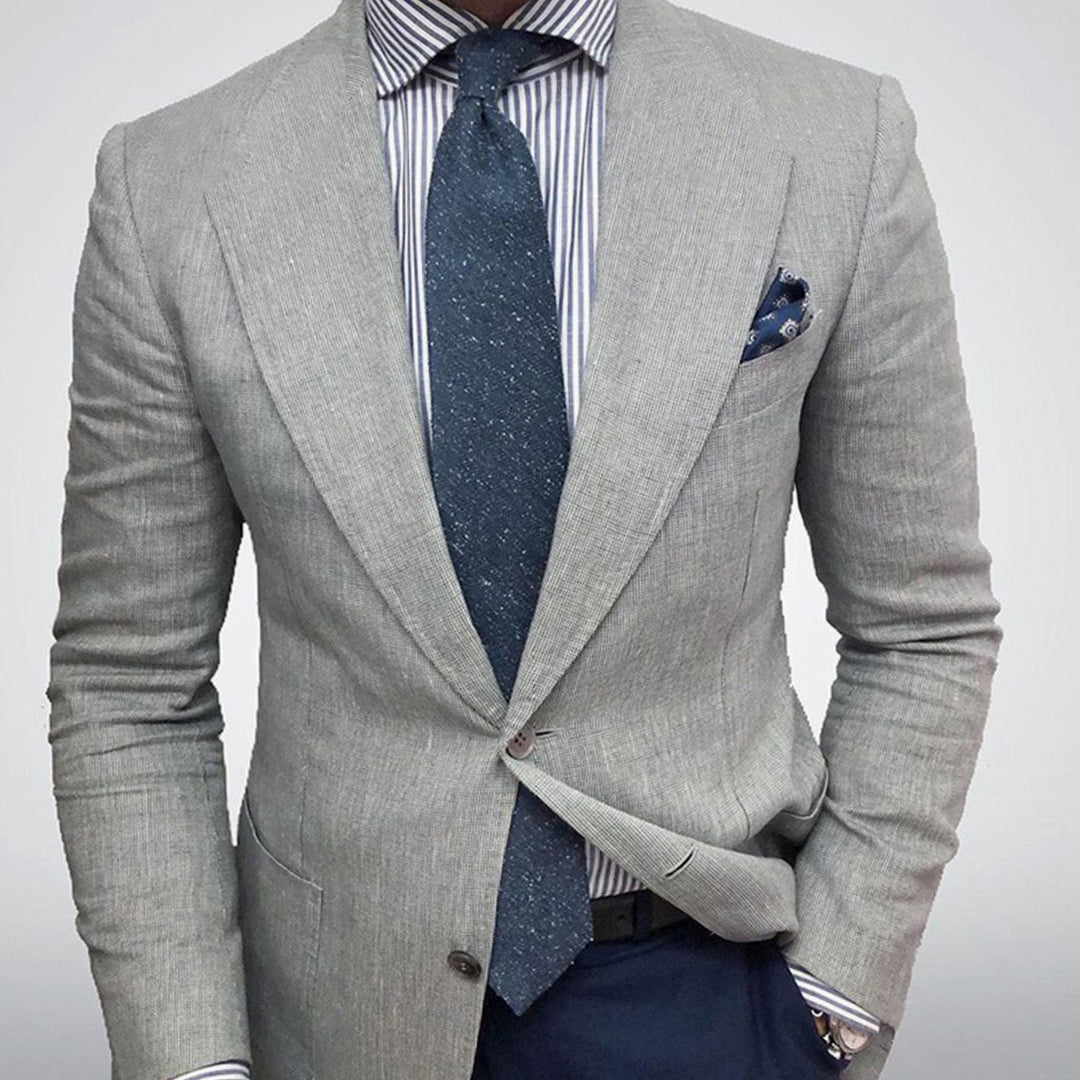 Herren Taillierter Strukturierter Frühjahrs-Blazer mit Textur - Beige